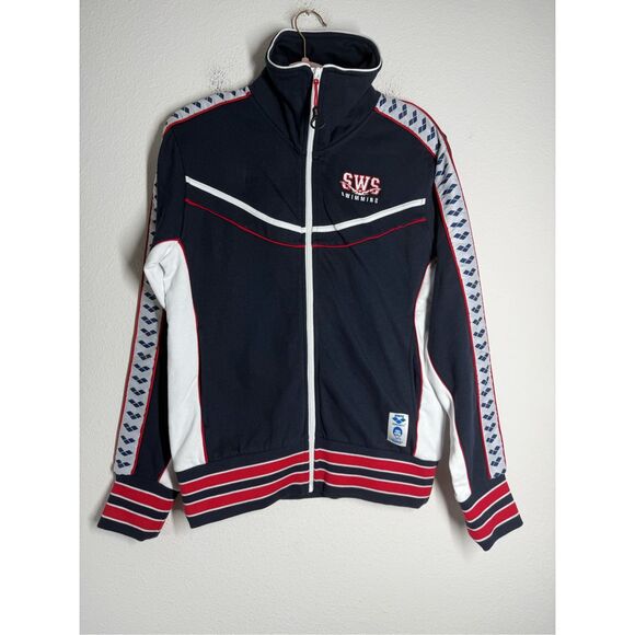 NWT Arena Men's Mark Spitz  Full Zip Jacket Navy-White  Size XS See Description - Picture 1 of 13